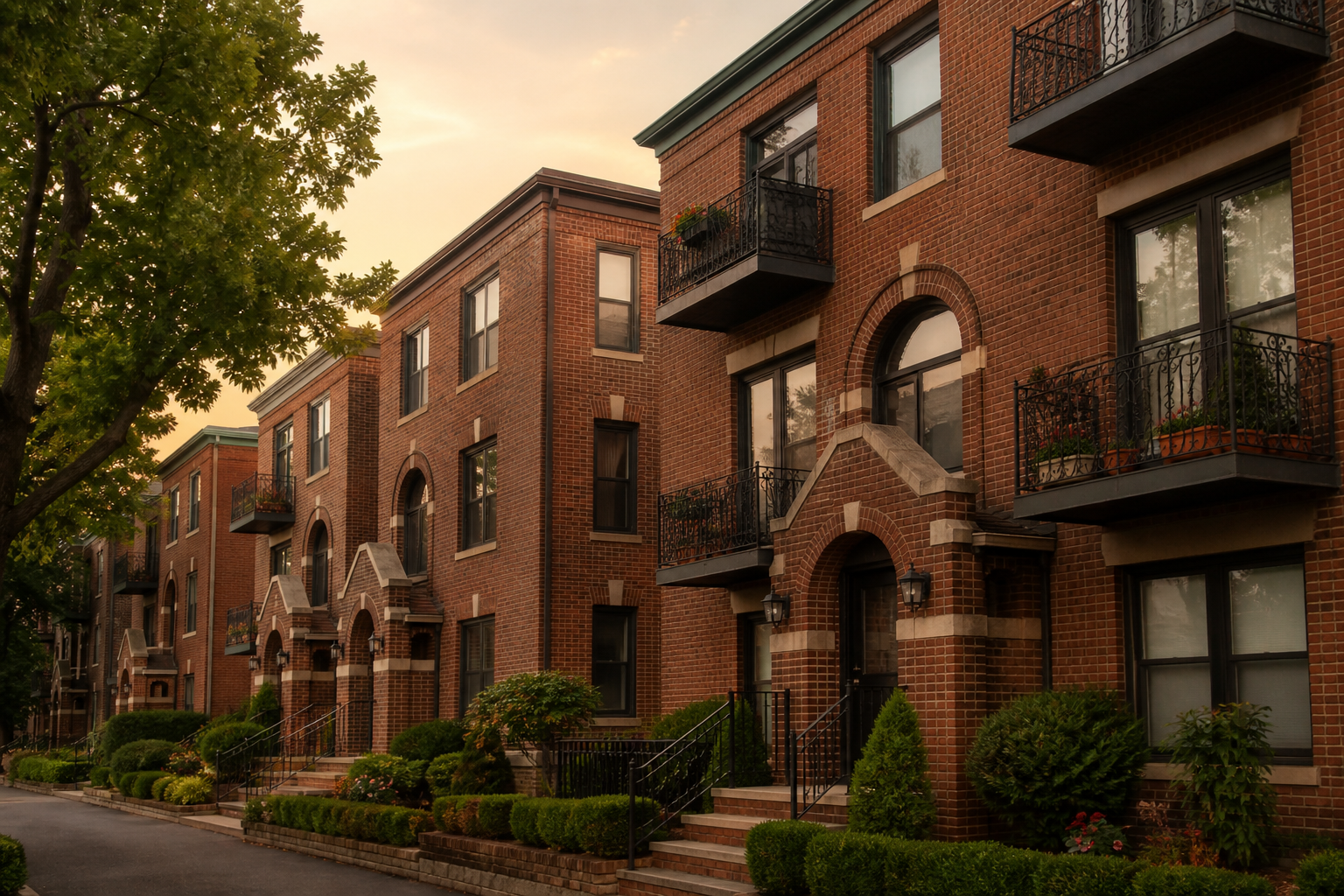 Depiction of Homestead Park rental apartment buildings in Palisades Park, New Jersey